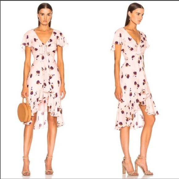 Cinq a Sept Mateo 100% Silk Floral Pink Dress - Picture 1 of 13